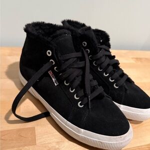 Superga High top suede faux fur lined trainers